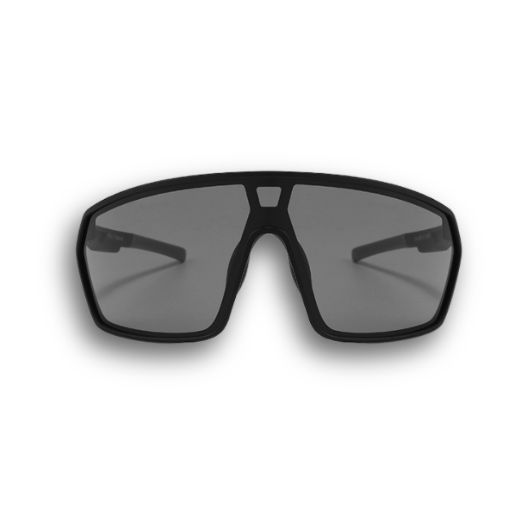 Activewear sunglasses: oversized frame with tinted lens for running and cycling.